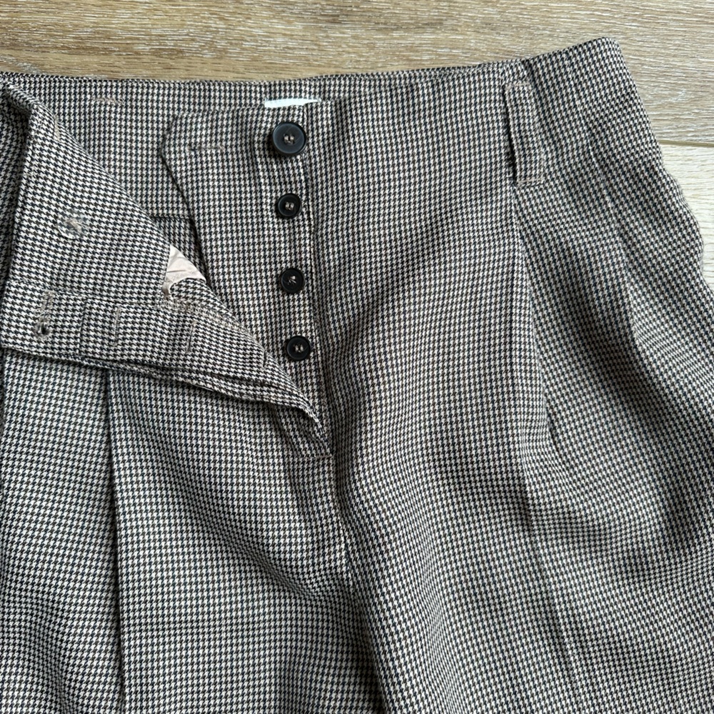 Elegant Brown Checkered Women's Trousers